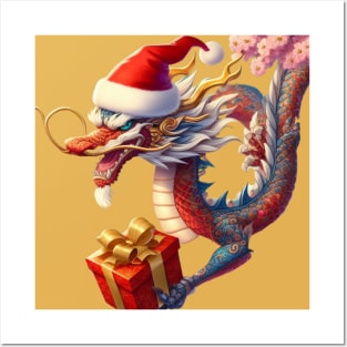 Mythical Christmas Dragon Posters and Art